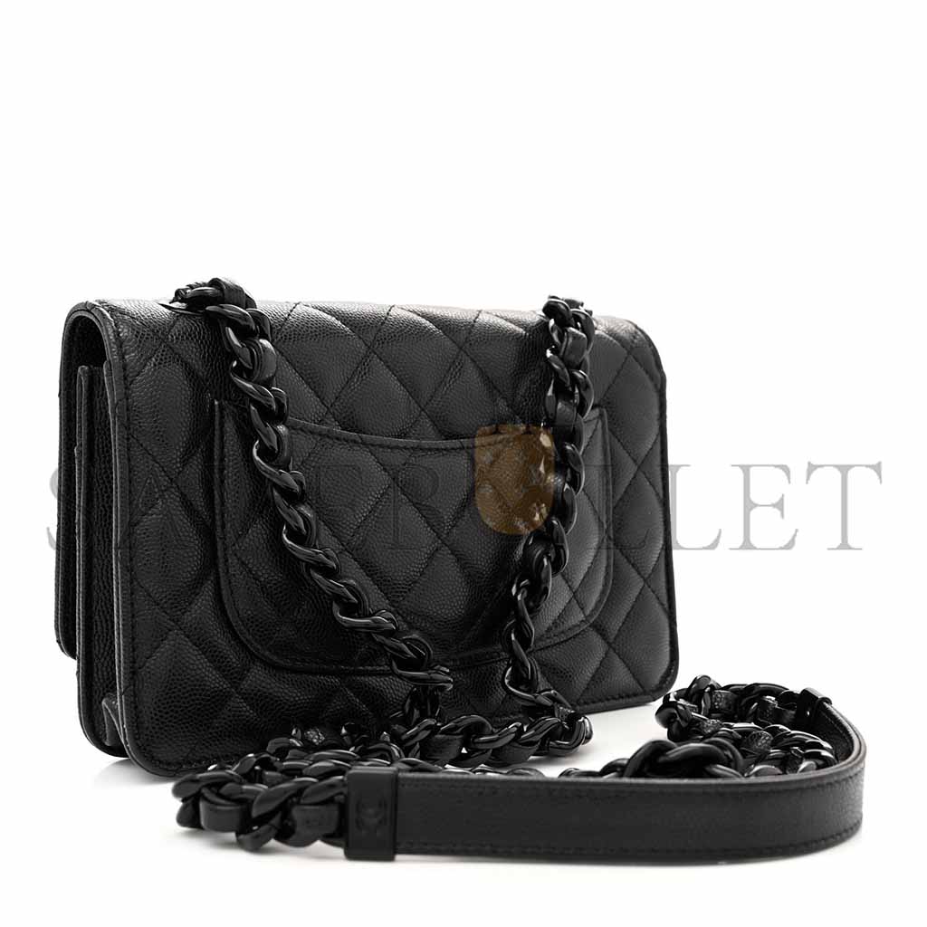 Ch*el caviar quilted my everything wallet on chain woc black a81059 (19*12*4cm)