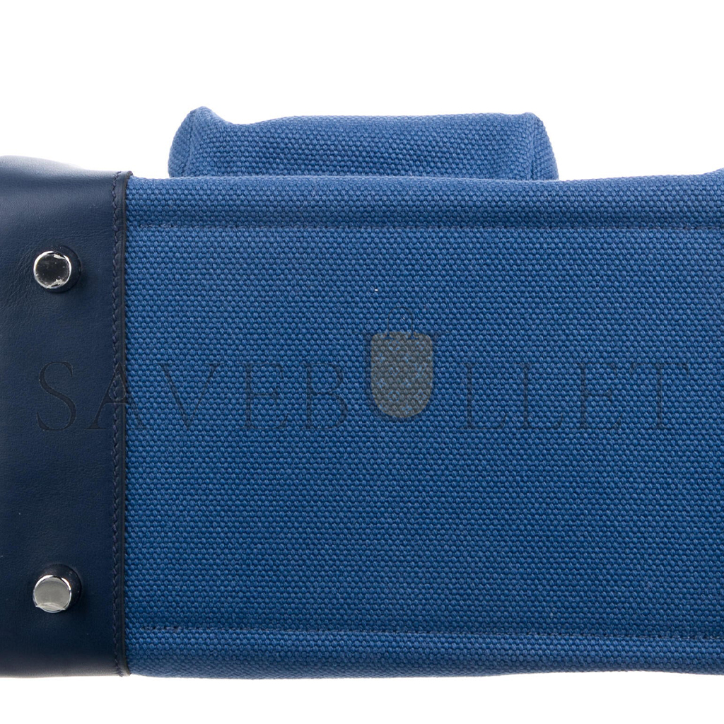 H**mes master birkin 25 blue canvas bag silver buckle msbk3404012 (25*20*13cm)