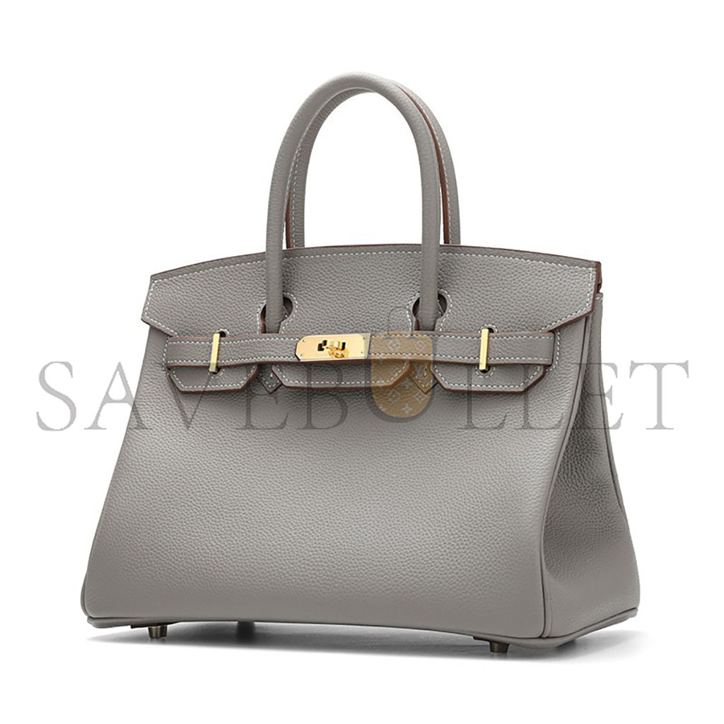H**mes master birkin 30 togo leather cumulonimbus gray gold buckle bag 25062355 (30*20*13cm)