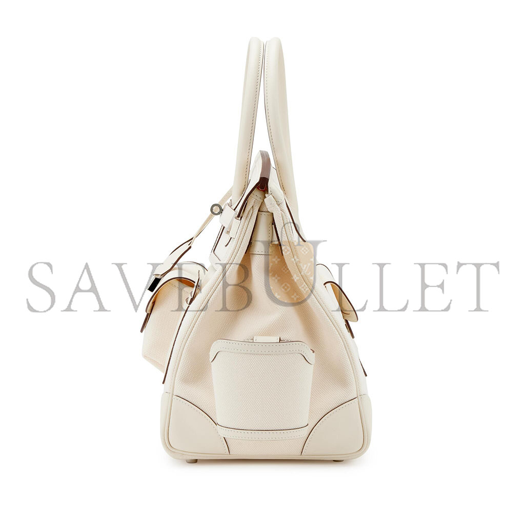 H**mes master birkin 35 canvas bag cream white vintage handbag 3021220872692 (35*27*18cm)