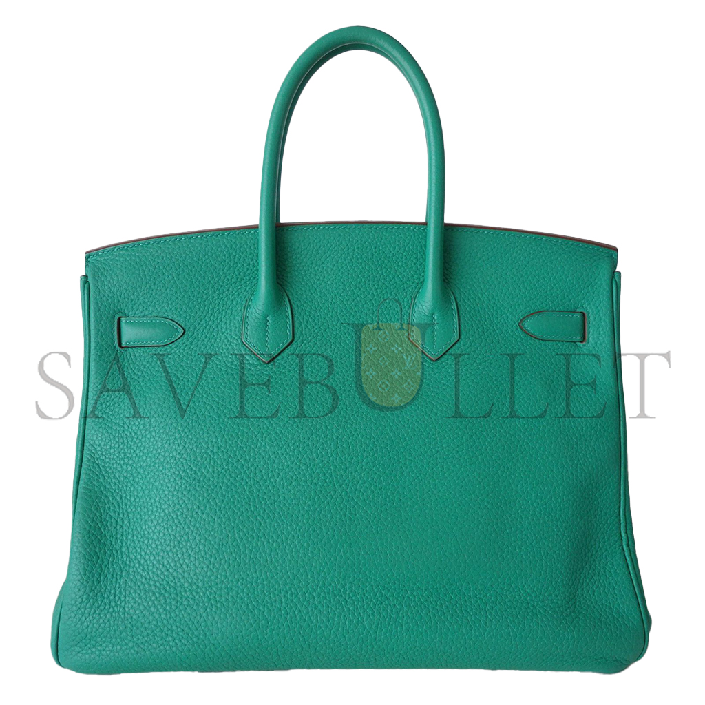 H**mes birkin 30 togo leather peacock blue silver buckle bag 2412271264 (30*20*13cm)