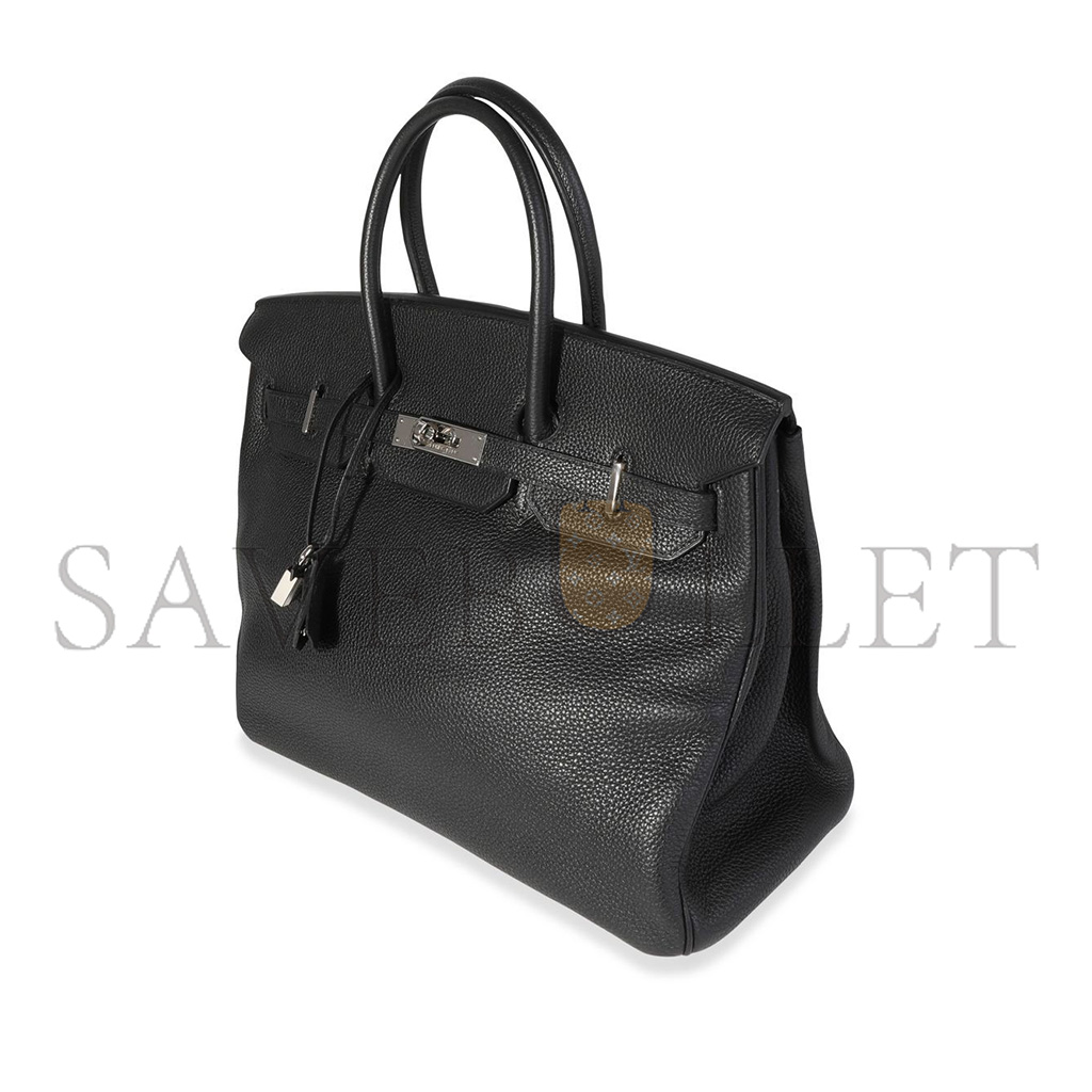 H**mes birkin 35 togo black leather and silver buckle handbag 18494998 (35*25*18cm)