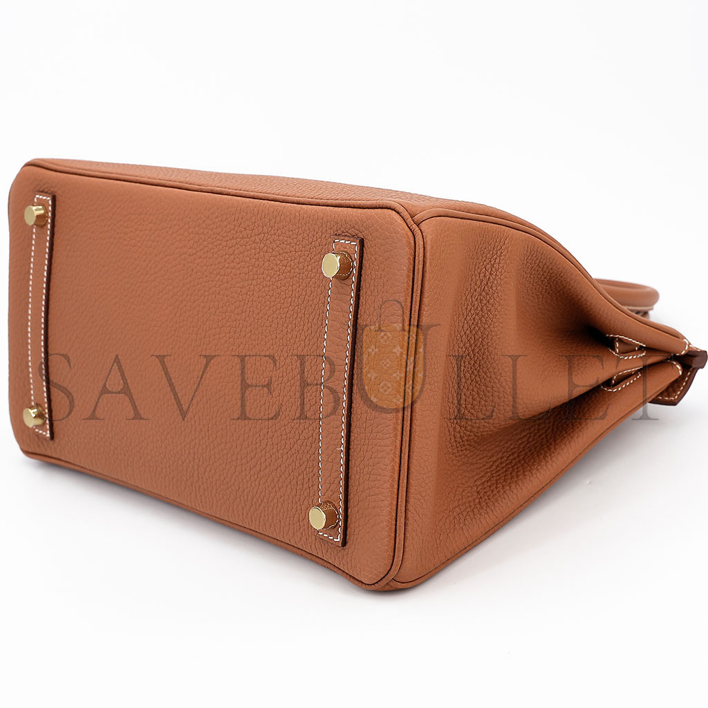 H**mes master birkin 30 togo leather golden brown gold buckle bag 5375750663 (30*23*15cm)