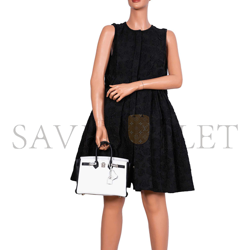 H**mes master birkin 25 togo leather black and white silver buckle bag 1383601 (25*20*13cm)