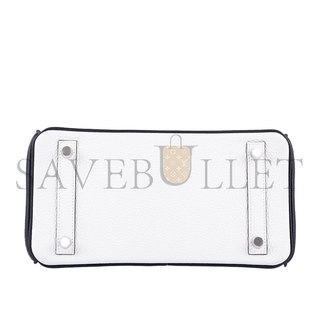 H**mes master birkin 25 togo leather black and white silver buckle bag 1383601 (25*20*13cm)