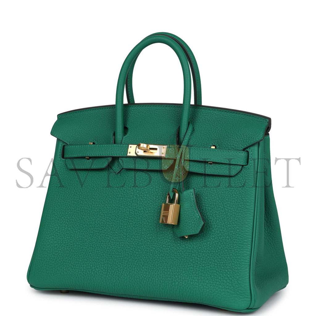 H**mes birkin 25 togo leather velvet green gold buckle bag bk30u4epss (25*20*13cm)