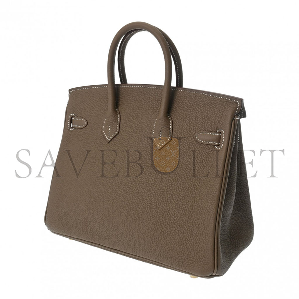 H**mes birkin 25 togo leather elephant grey gold buckle bag h028369cc18 (25*20*13cm)