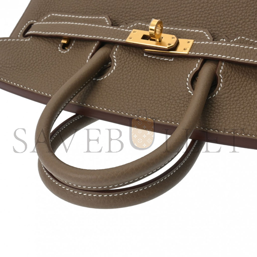 H**mes birkin 25 togo leather elephant grey gold buckle bag h028369cc18 (25*20*13cm)