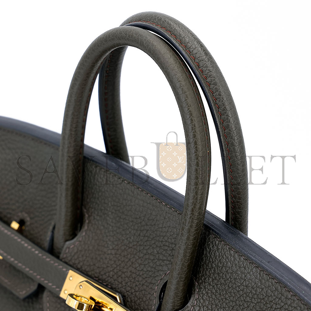 H**mes birkin 25 togo leather pewter grey gold buckle bag h028369cc8f (25*20*13cm)