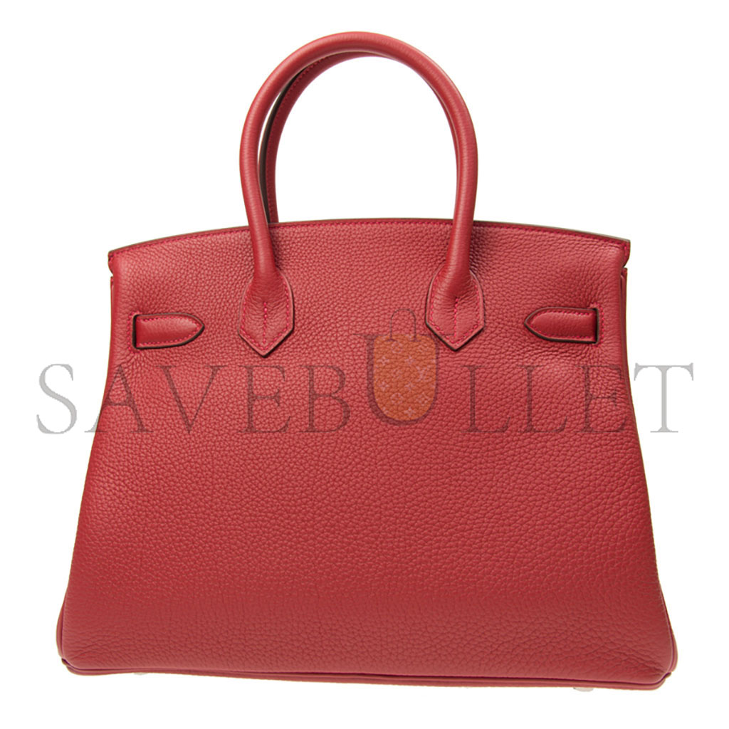 H**mes birkin 35 togo leather flag red silver buckle bag h028369ck05 (35*28*18cm)