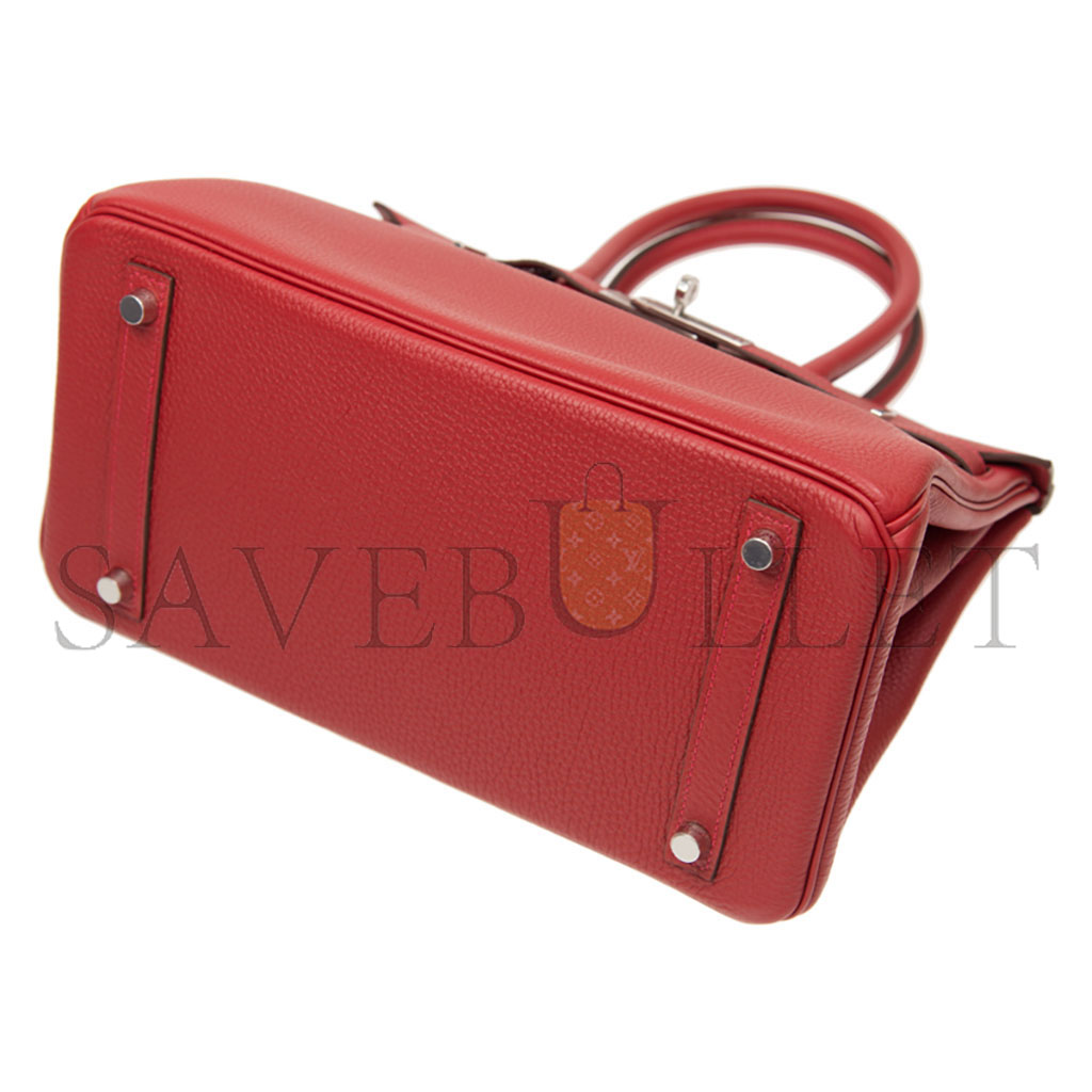 H**mes birkin 35 togo leather flag red silver buckle bag h028369ck05 (35*28*18cm)
