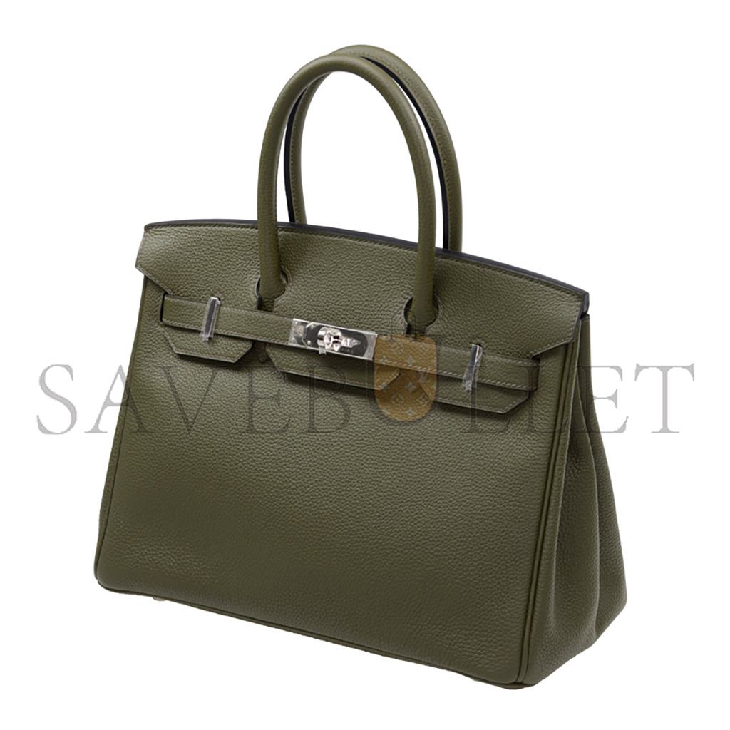 H**mes master birkin 25 togo leather olive green silver buckle h028369ck61 (25*20*13cm)