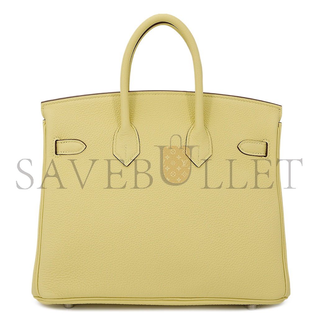 H**mes master birkin 30 togo leather lemon yellow silver buckle bag 1271660027 (30*23*15cm)