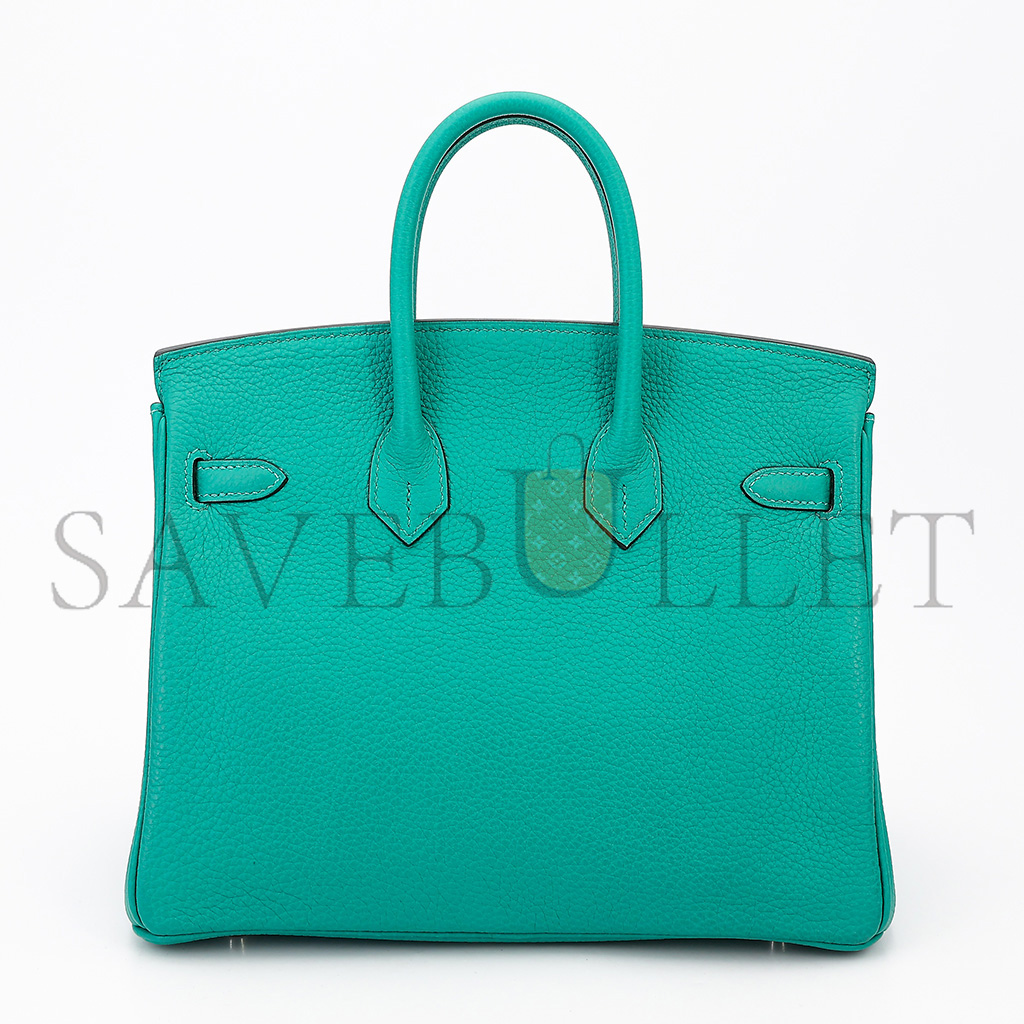 H**mes master birkin 25 togo leather peacock blue silver buckle 1720000492 (25*20*13cm)