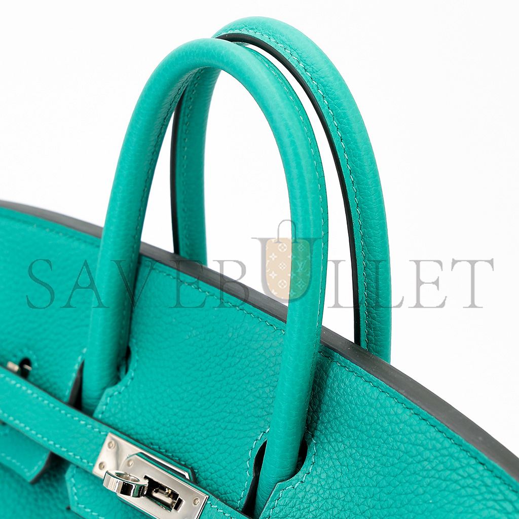H**mes master birkin 25 togo leather peacock blue silver buckle 1720000492 (25*20*13cm)