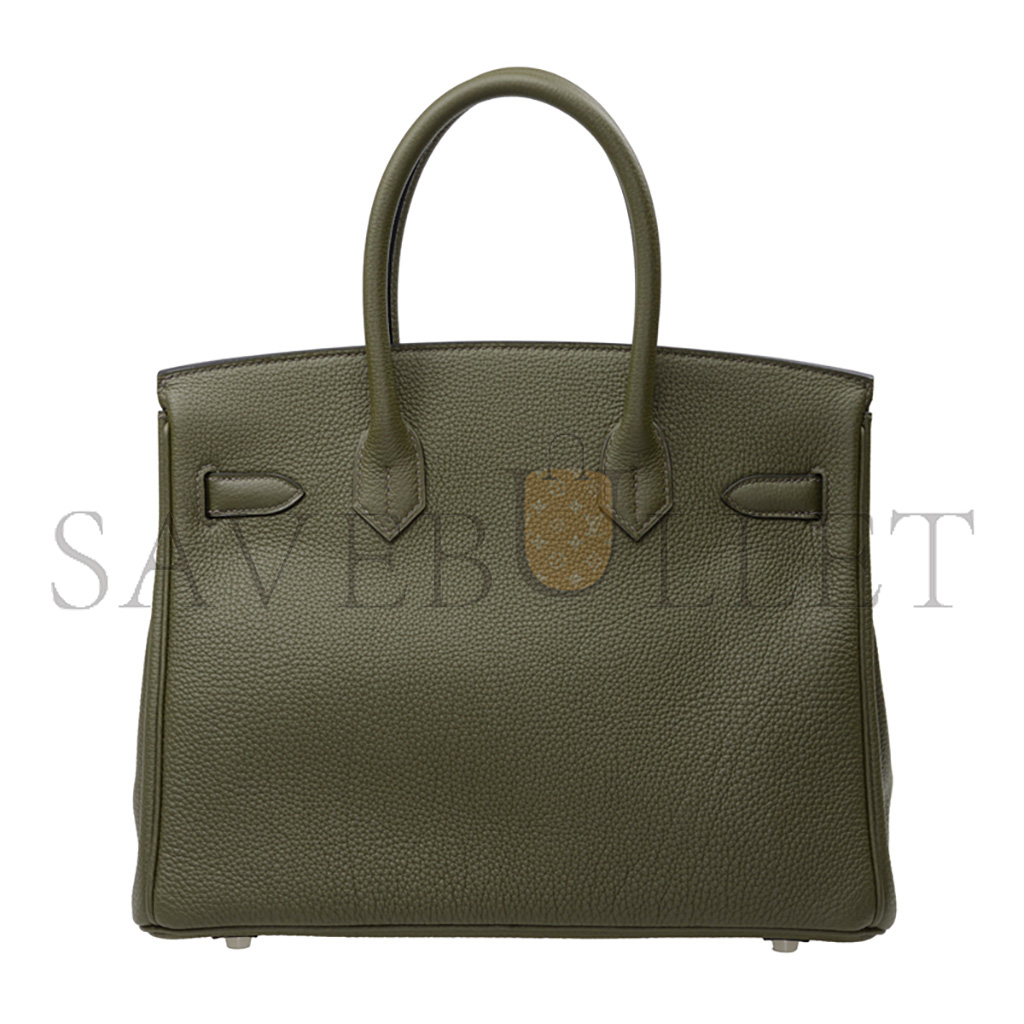 H**mes master birkin 30 togo leather sage green silver buckle bk3061tgss (30*23*15cm)