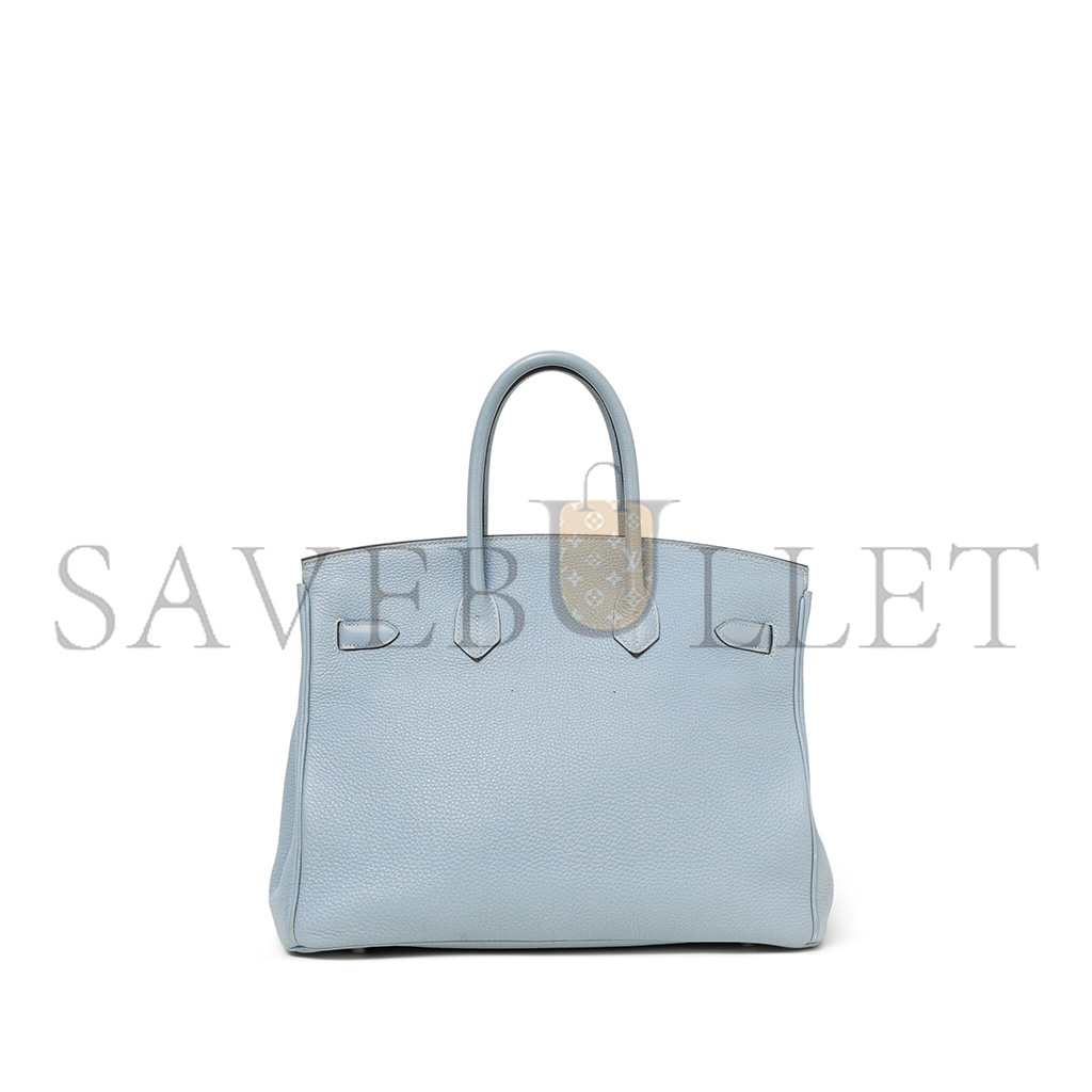 H**mes master birkin 35 togo leather linen blue silver buckle bk35j7tgss (35*28*18cm)