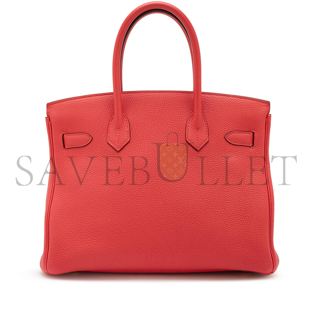 H**mes birkin 25 togo leather red gold buckle bag 7622672931 (25*20*13cm)