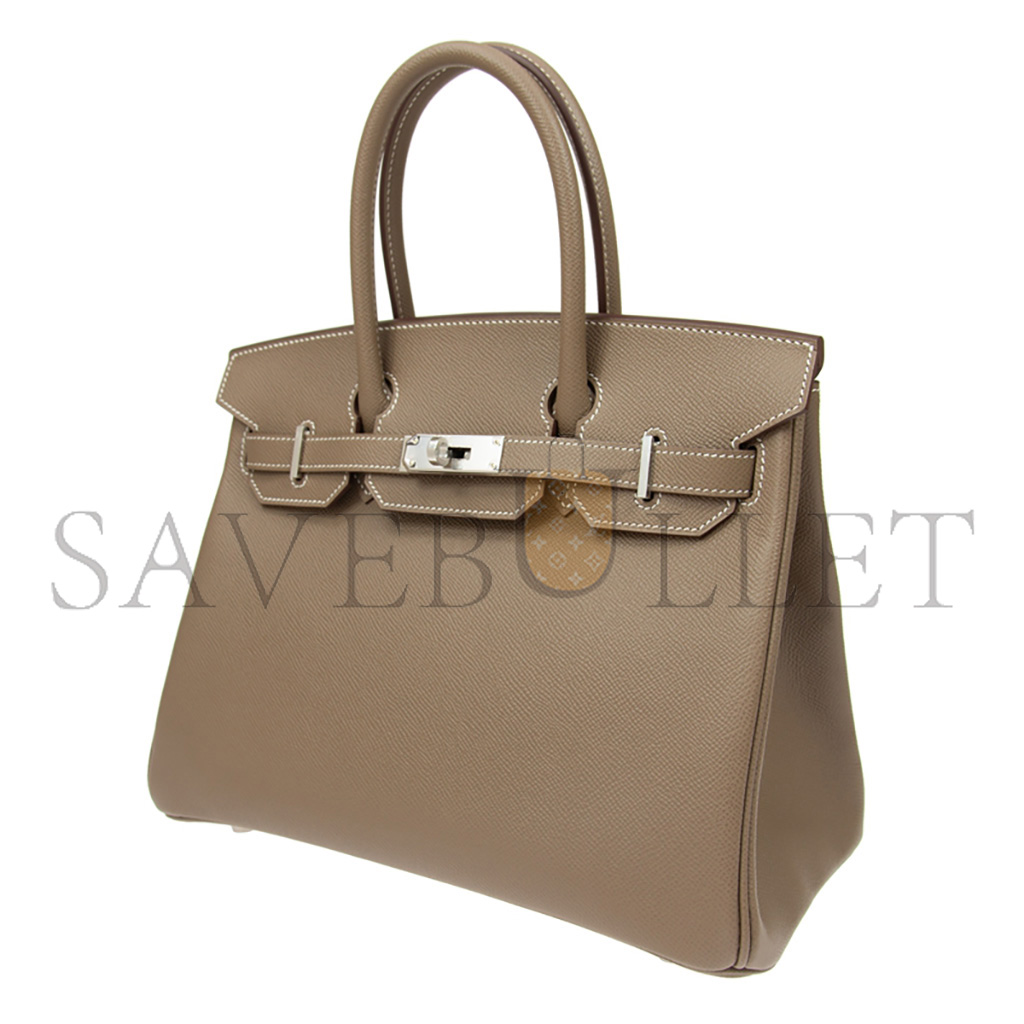 H**mes birkin 25 togo leather elephant grey silver buckle bag bk3018epss (25*20*13cm)