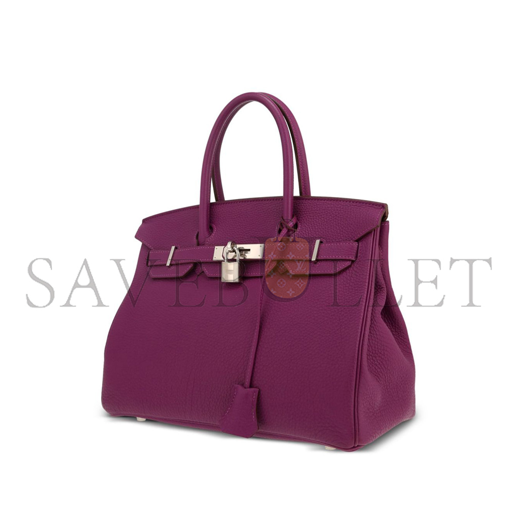 H**mes birkin 30 togo leather rose purple silver buckle 26599473 (30*23*15cm)