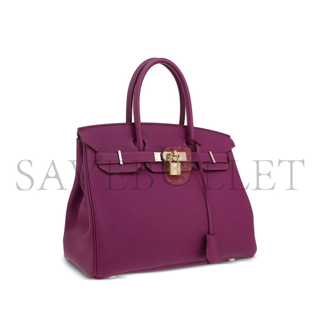 H**mes birkin 30 togo leather rose purple silver buckle 26599473 (30*23*15cm)