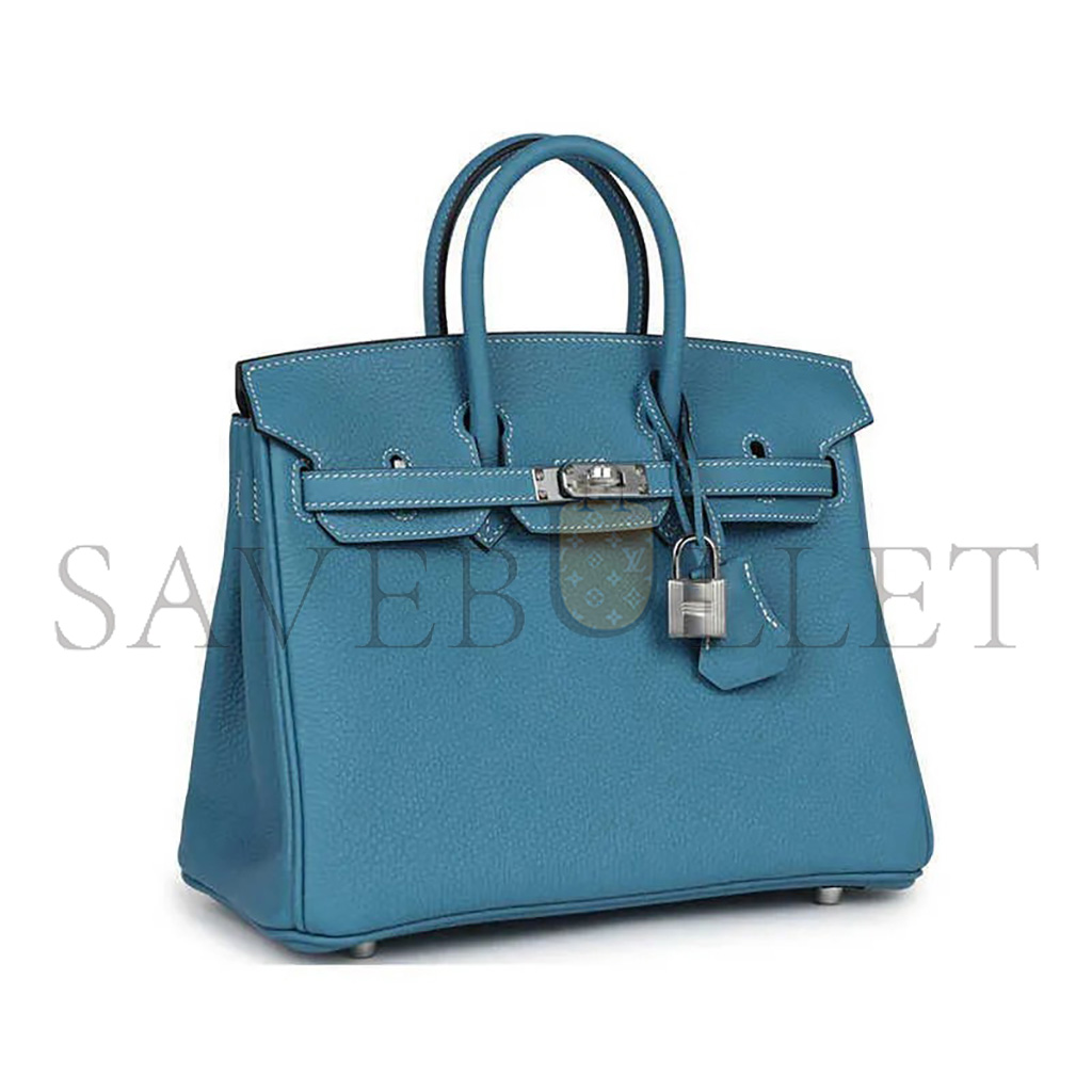 H**mes birkin 30 togo leather duck blue silver buckle 1015671846 (30*23*15cm)