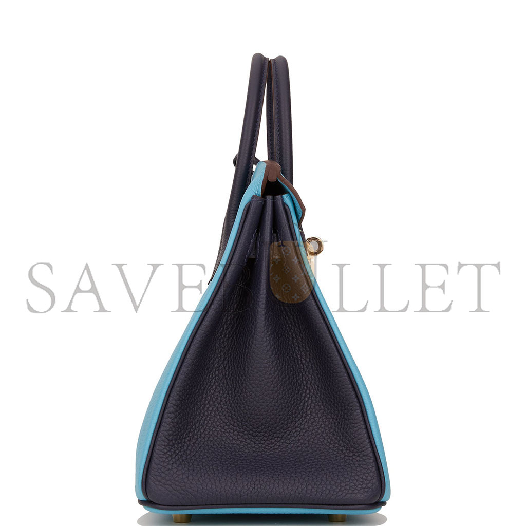 H**mes birkin 30 togo leather n0*hern blue and midnight blue rose gold buckle 2354843790 (30*23*15cm)