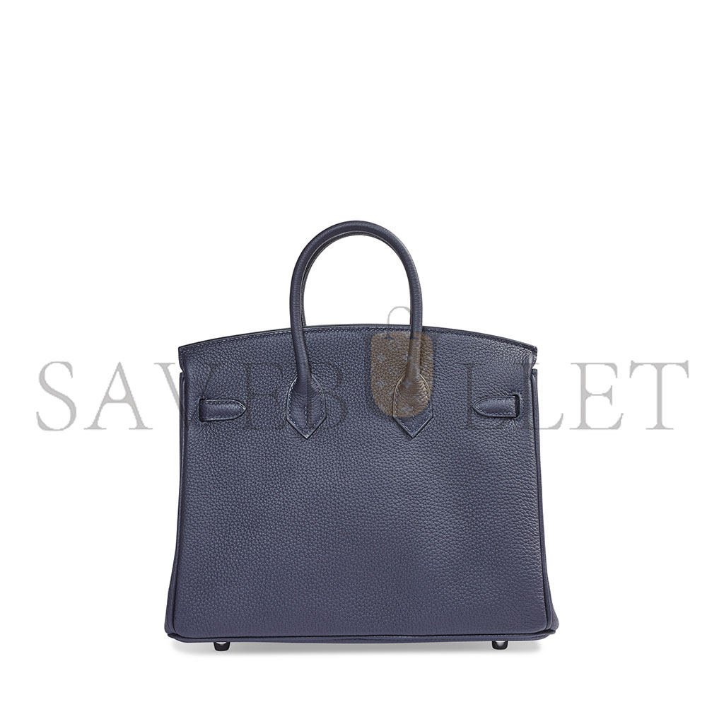 H**mes birkin 30 togo leather midnight blue poppy orange silver buckle bag 454074 (30*23*15cm)