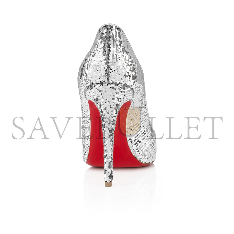 Ch**an louboutin kate mini paillettes 100 mm pumps-crepe satin and sequins-silver-women 1250527s211