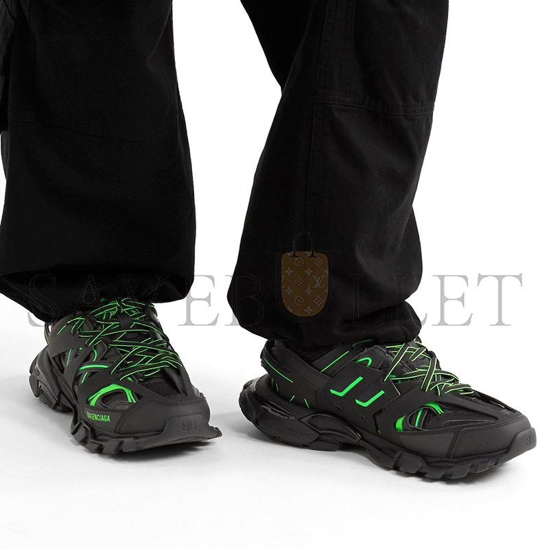 Ba*len*cia*ga track neon nylon mesh and rubber sneakers black 542436w2la12042