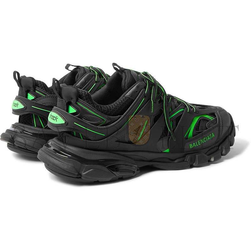 Ba*len*cia*ga track neon nylon mesh and rubber sneakers black 542436w2la12042