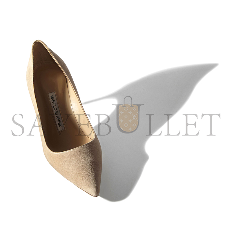 MANOLO BLAHNIK BB 70 NUDE SUEDE POINTED TOE PUMPS 9XX-0415-0015