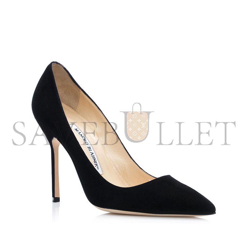 MANOLO BLAHNIK BB BLACK SUEDE POINTED TOE PUMPS 9XX-0417-0016