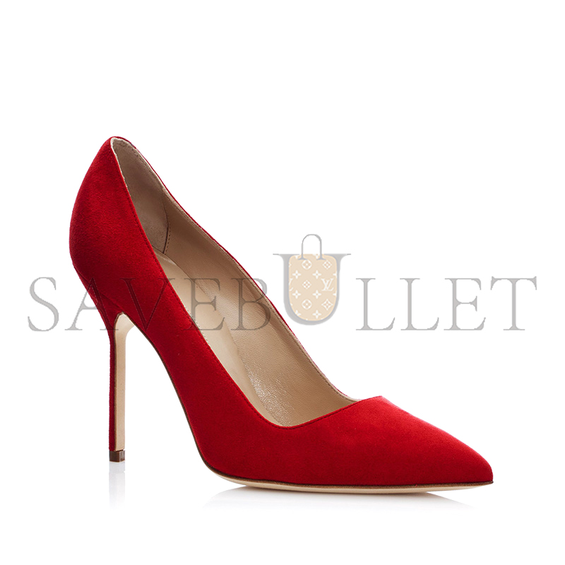 MANOLO BLAHNIK BB RED SUEDE POINTED TOE PUMPS 9XX-0417-0018