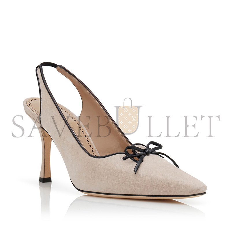 MANOLO BLAHNIK FARID LIGHT BEIGE SUEDE SLINGBACK PUMPS 424-1903-0007