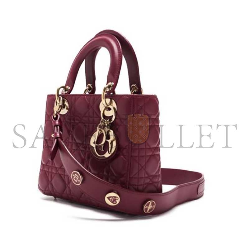 D*or lady D*or cannage lambskin handbag bordeaux (20*17*8cm)