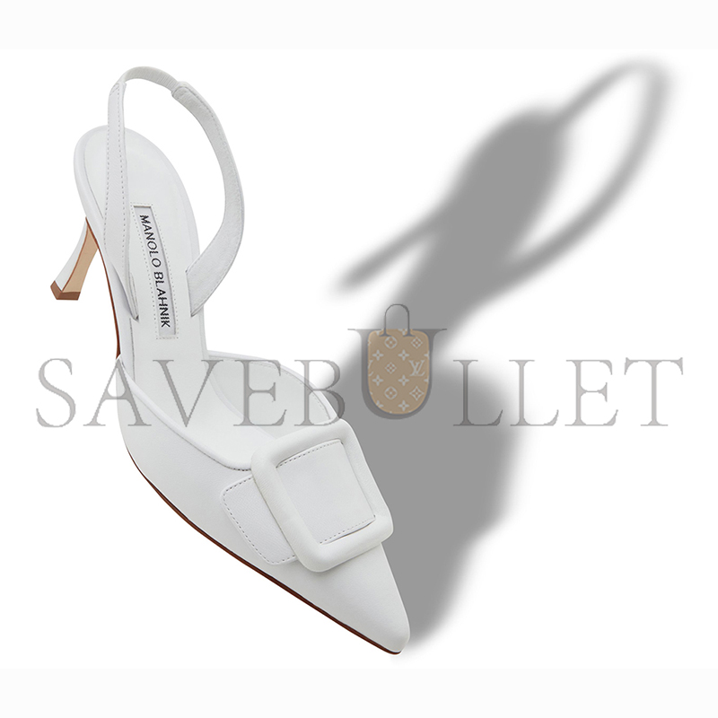 manolo blahnik maY*Li white nappa leather slingback pumps 219-0254-0005