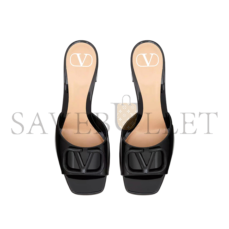 VALENTINO VLOGO SIGNATURE PATENT LEATHER SLIDE SANDAL 60MM 6W2S0HA6TMK_0NO