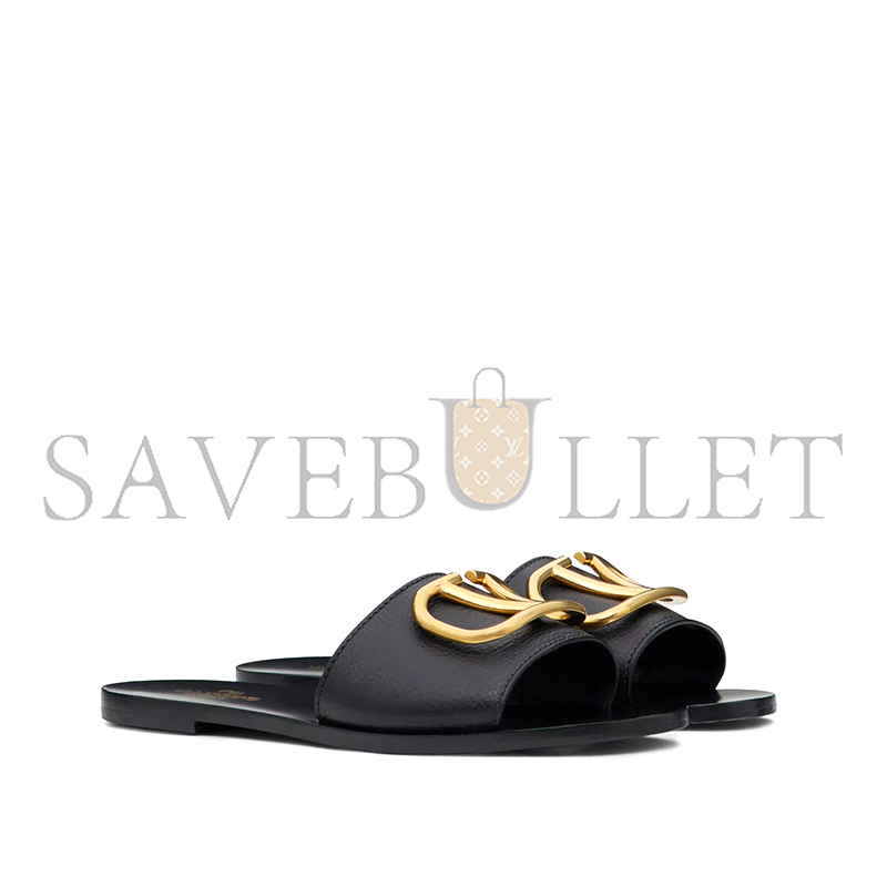 VALENTINO VLOGO SIGNATURE SLIDE SANDAL IN GRAINY COWHIDE WITH ACCESSORY 5W2S0M21HWS_0NO