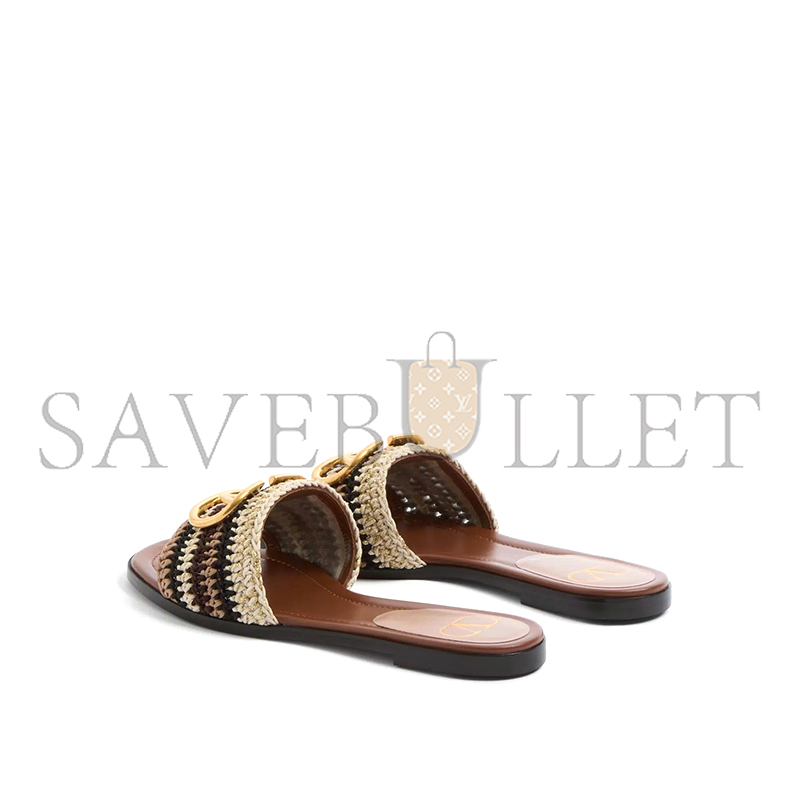 VALENTINO VLOGO SIGNATURE SLIDE SANDAL WITH CROCHET EMBROIDERY 6W2S0BD5AGX_QRX