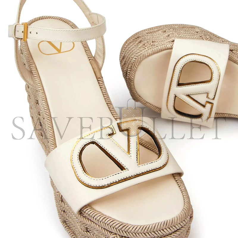 VALENTINO VLOGO CALFSKIN CUT-OUT WEDGE SANDAL 110MM 4W2S0IJ6SGB_B24