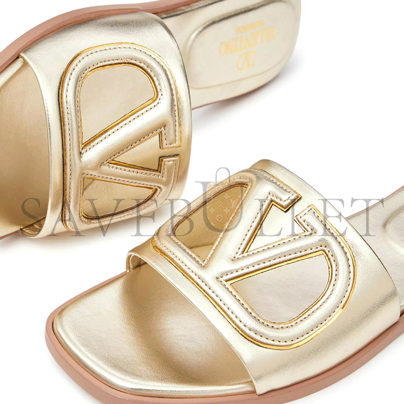VALENTINO VLOGO CUT-OUT LAMINATED NAPPA LEATHER SLIDE SANDAL 4W2S0IB0YUW_7G0