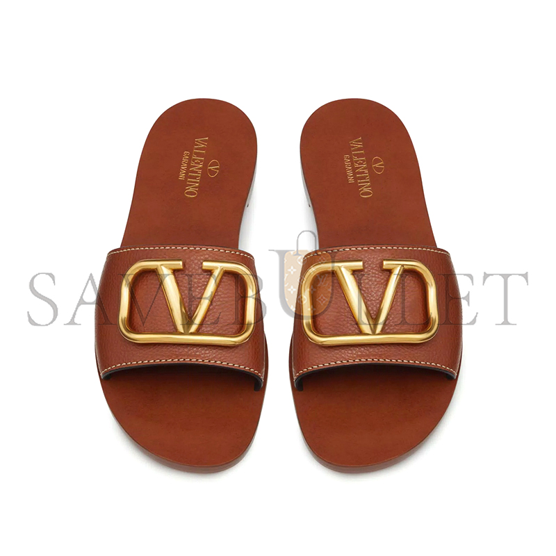 VALENTINO VLOGO SIGNATURE SLIDE SANDAL IN GRAINY COWHIDE WITH ACCESSORY 3W2S0M21HWS_0CR