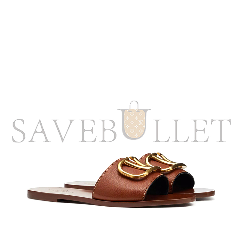 VALENTINO VLOGO SIGNATURE SLIDE SANDAL IN GRAINY COWHIDE WITH ACCESSORY 3W2S0M21HWS_0CR