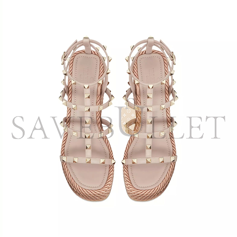 VALENTINO ROCKSTUD ANKLE STRAP WEDGE SANDALIN CALFSKIN LEATHER 95MM 5W2S0F95BAE_P45