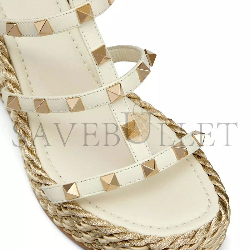 VALENTINO ROCKSTUD CALFSKIN WEDGE SANDAL WITH STRAPS 95MM 5W2S0F95EMP_I16