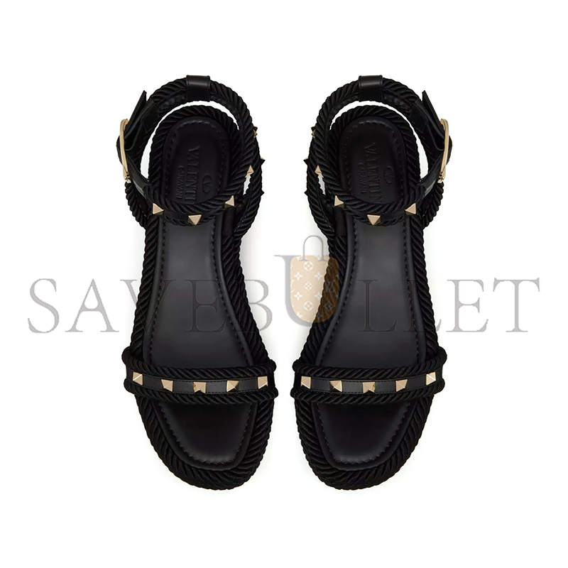VALENTINO ROCKSTUD FLATFORM SANDAL IN CALFSKIN 45MM 6W2S0GI3BAE_0NO