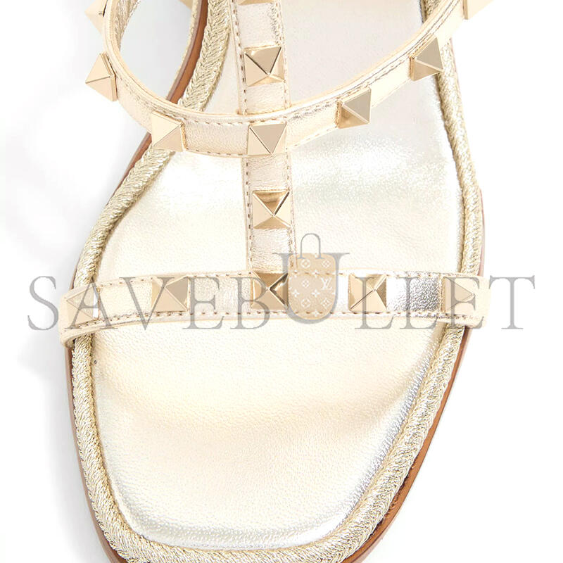 VALENTINO ROCKSTUD WEDGE SANDAL IN LAMINATED NAPPA WITH CORNELY EMBROIDERY 100MM 6W0S0IJ7QIW_R16