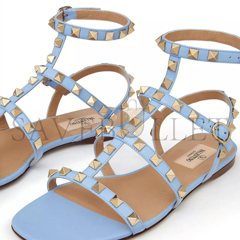 VALENTINO ROCKSTUD FLAT CALFSKIN SANDAL WITH STRAPS 4W2S0A05VOD_ZQW