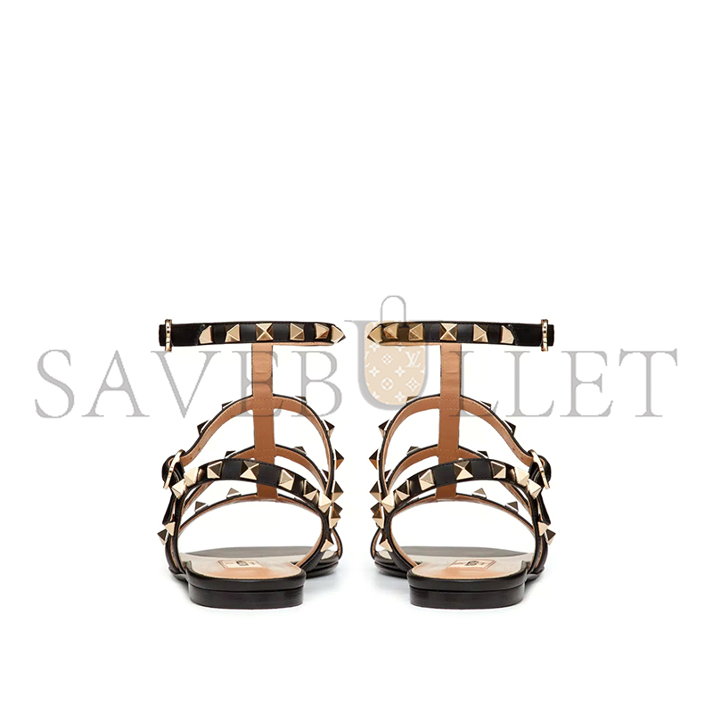VALENTINO ROCKSTUD FLAT CALFSKIN SANDAL WITH STRAPS 5W2S0A05VOD_0NO
